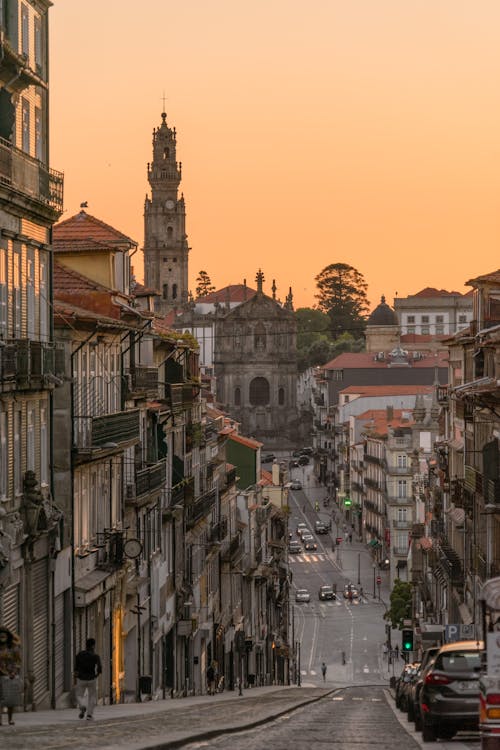 Porto with Clerigos Church in the Evening