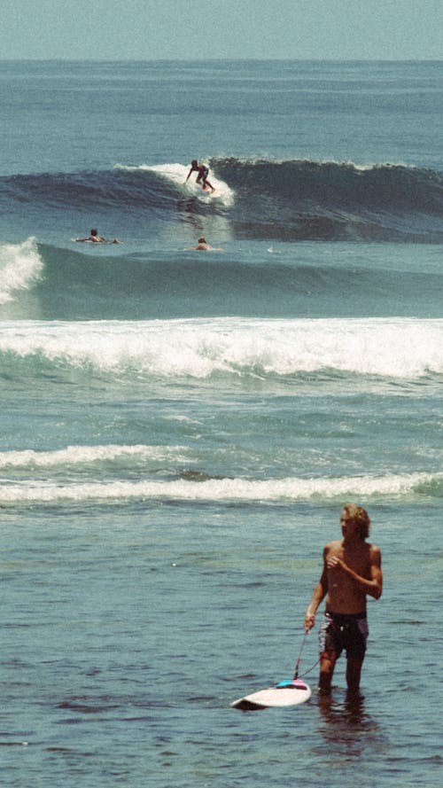 Surfers on Sea Shore