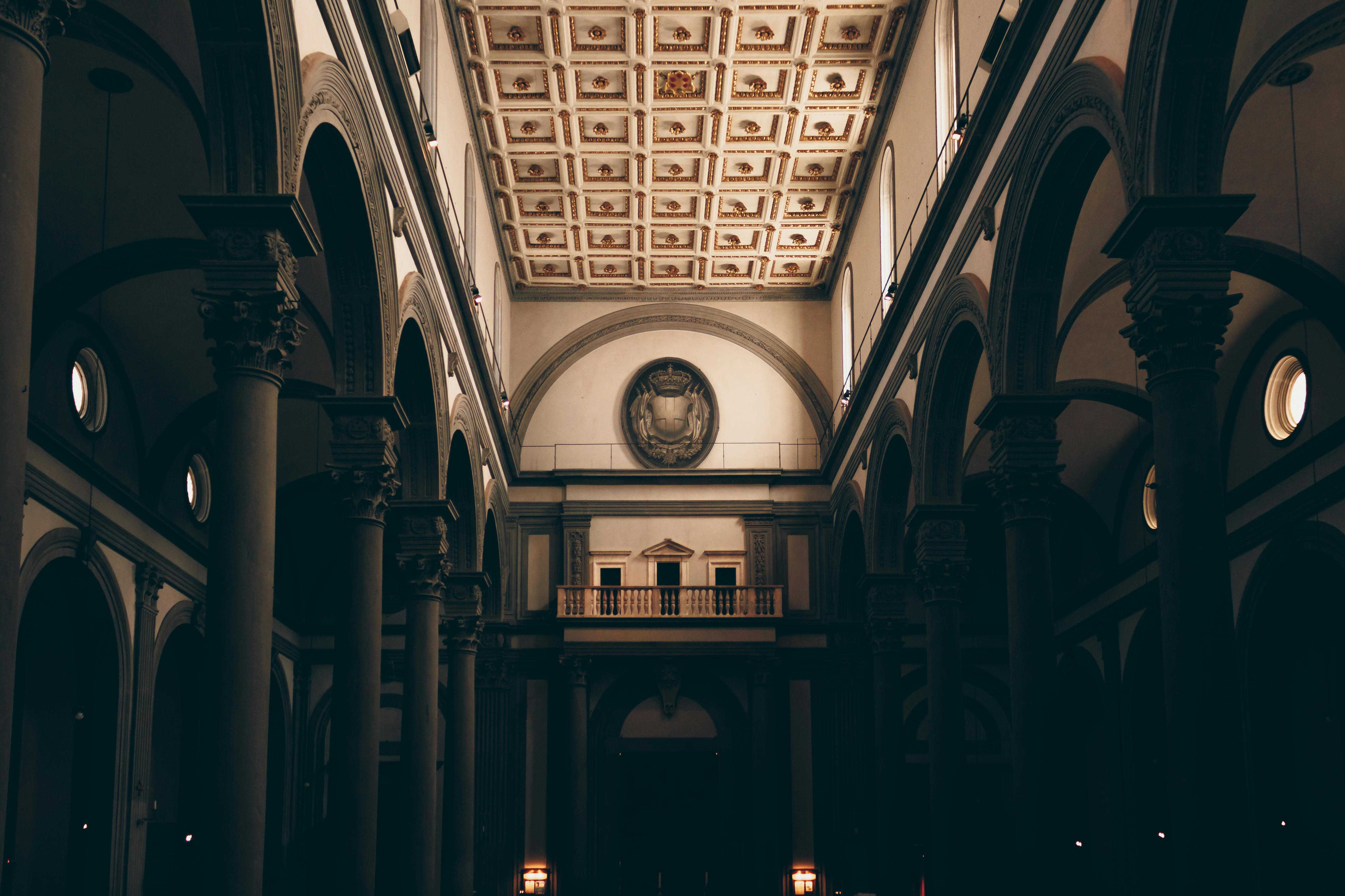 Captured inside Basilica San Lorenzo, Florence, showcasing Renaissance architecture.