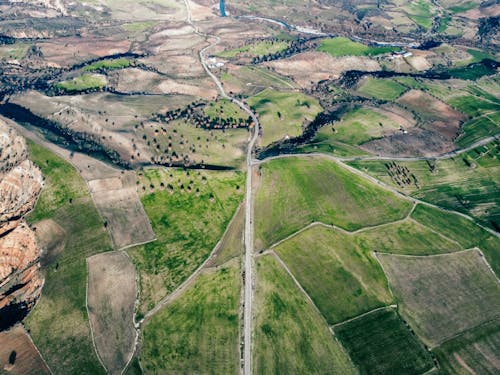 Road Among Fields in Countryside