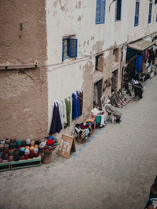 Market Stalls in the City Street 