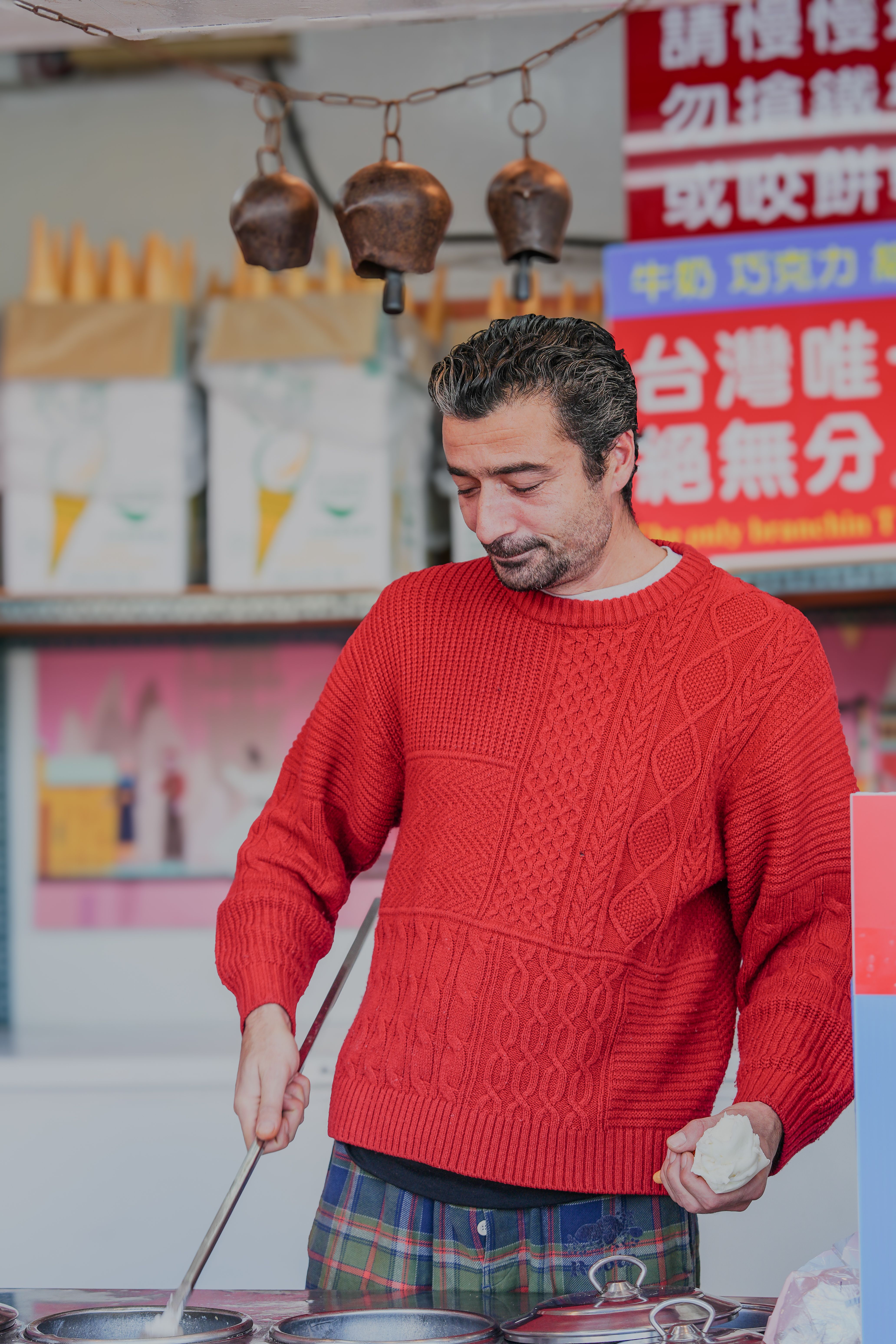 Cooking Man in Red Sweater · Free Stock Photo