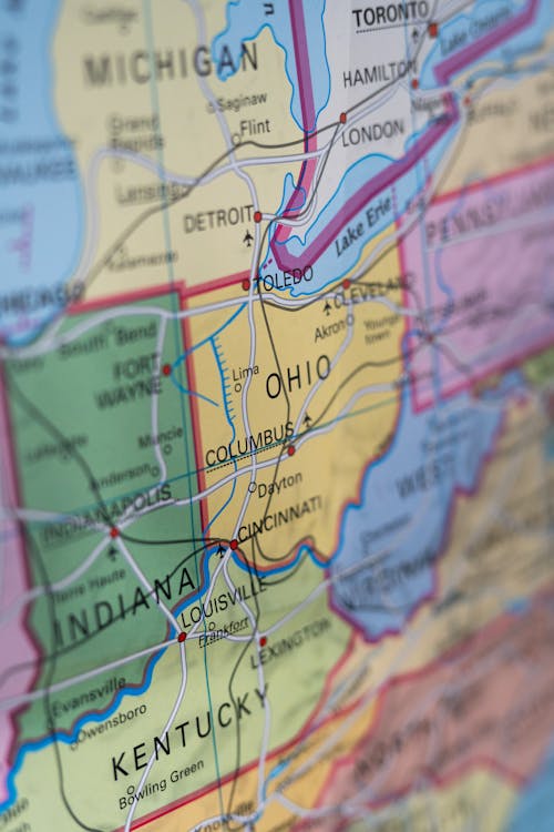 USA Landkarte mit Fokus auf Ohio