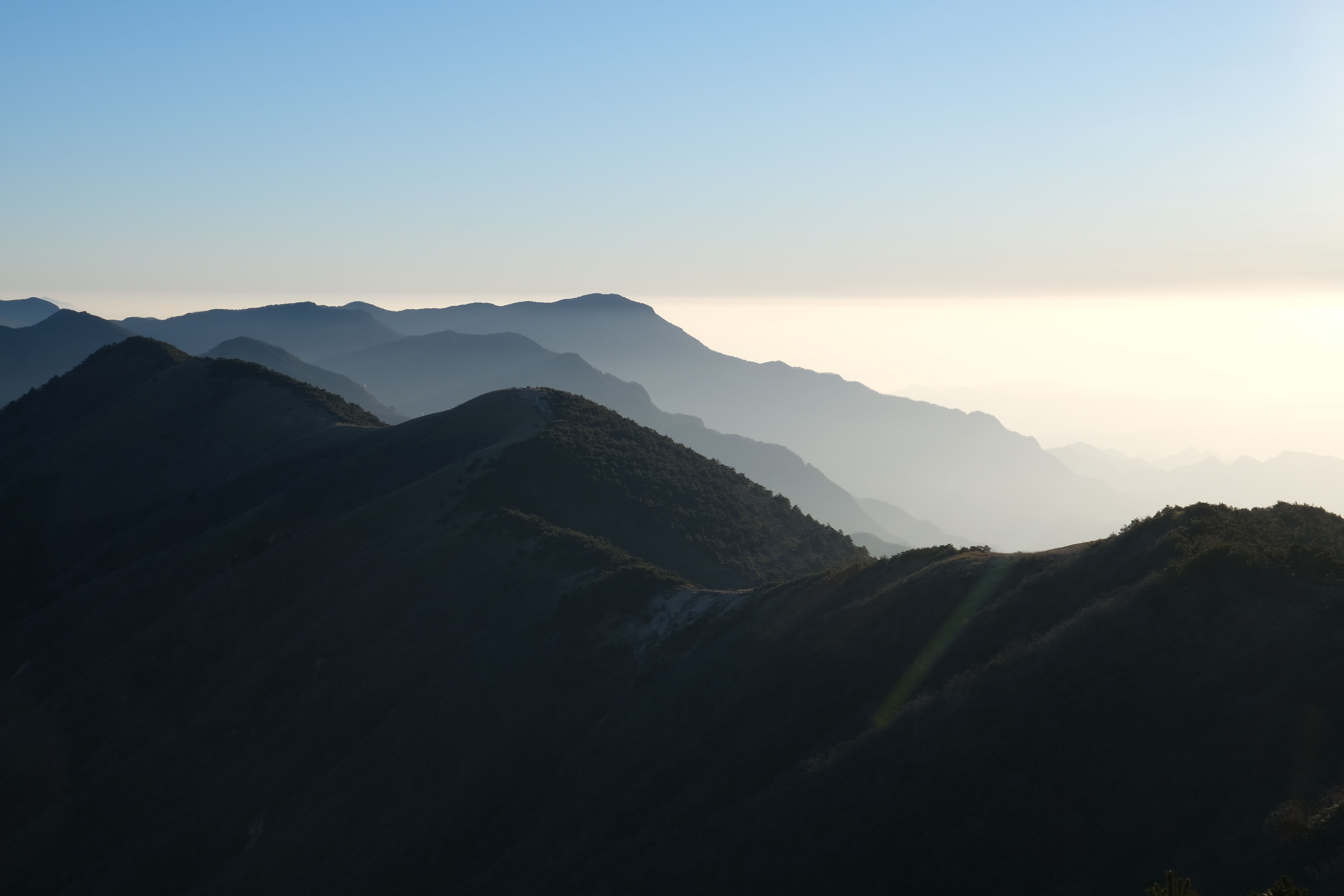 A ridgeline catching the first light