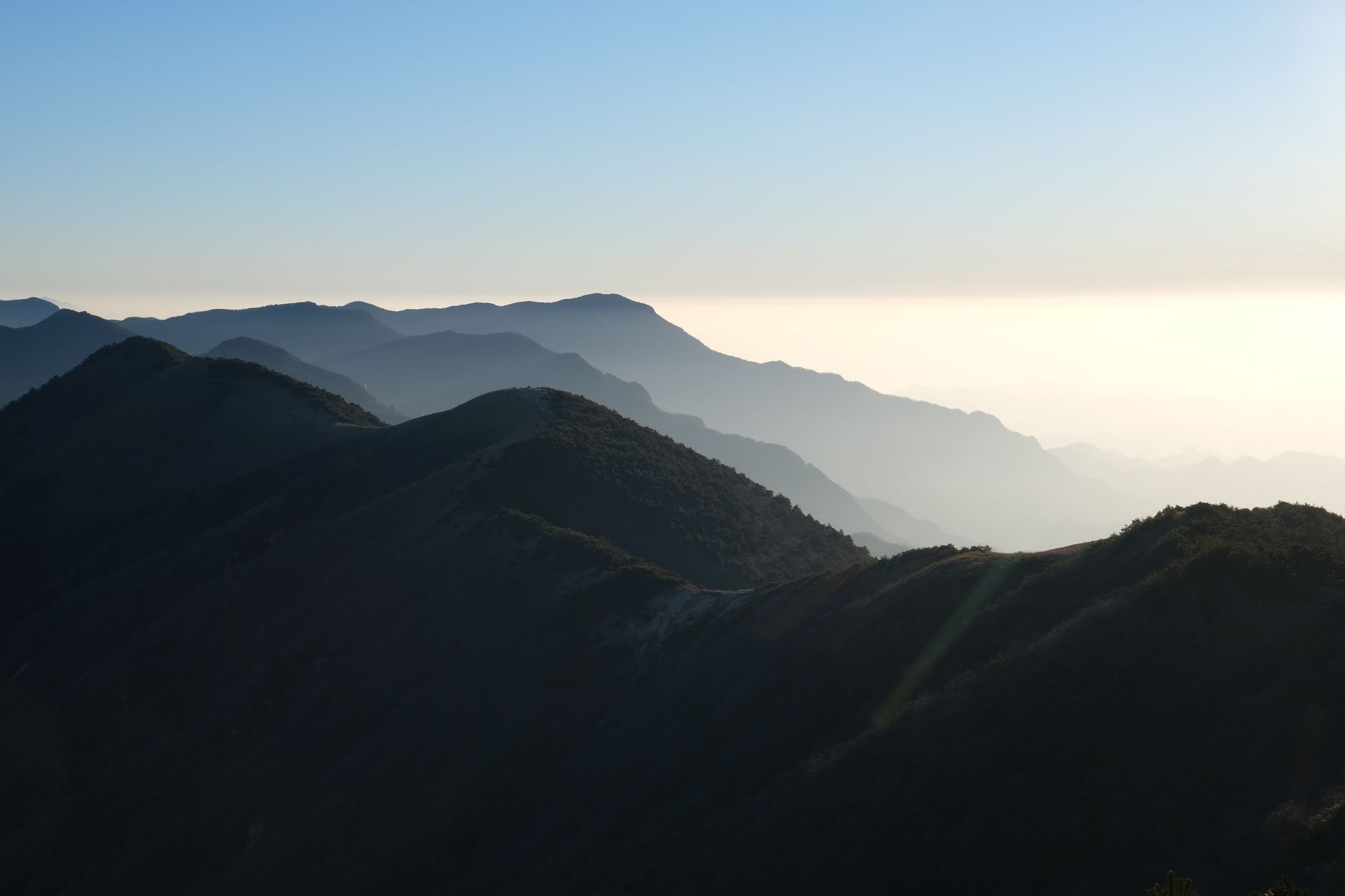 A ridgeline catching the first light