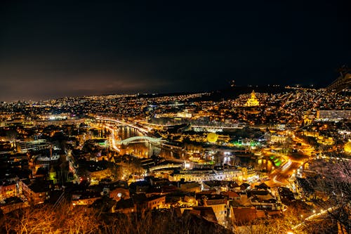 Night Tbilisi glows with lights