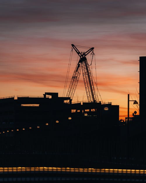 Harbor Infrastructure Silhouette at Sunset