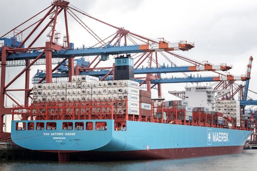 View of the San Antonio Maersk Container Ship in the Port 