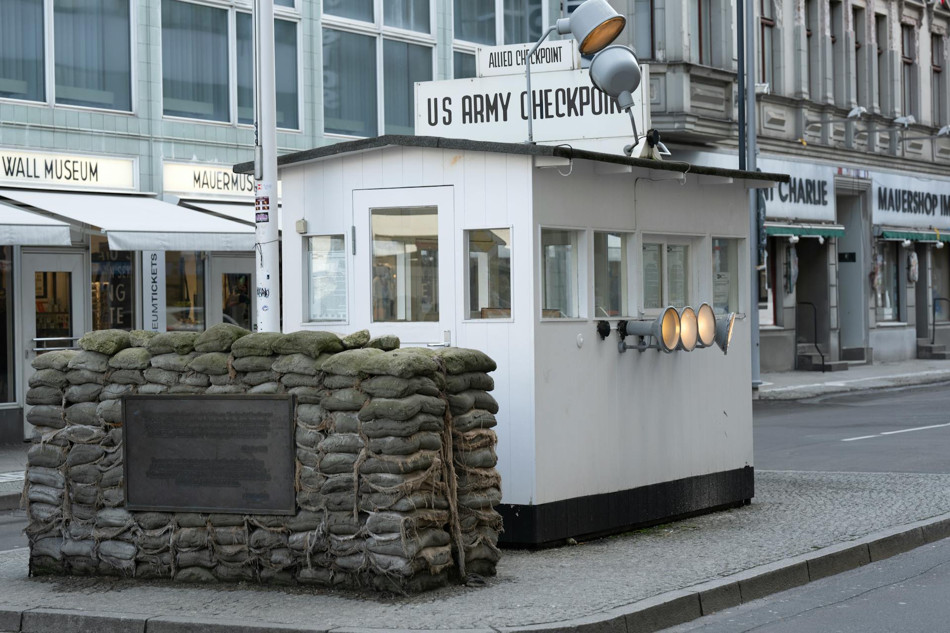 Old US Army Checkpoint next to Mauermuseum in Berlin