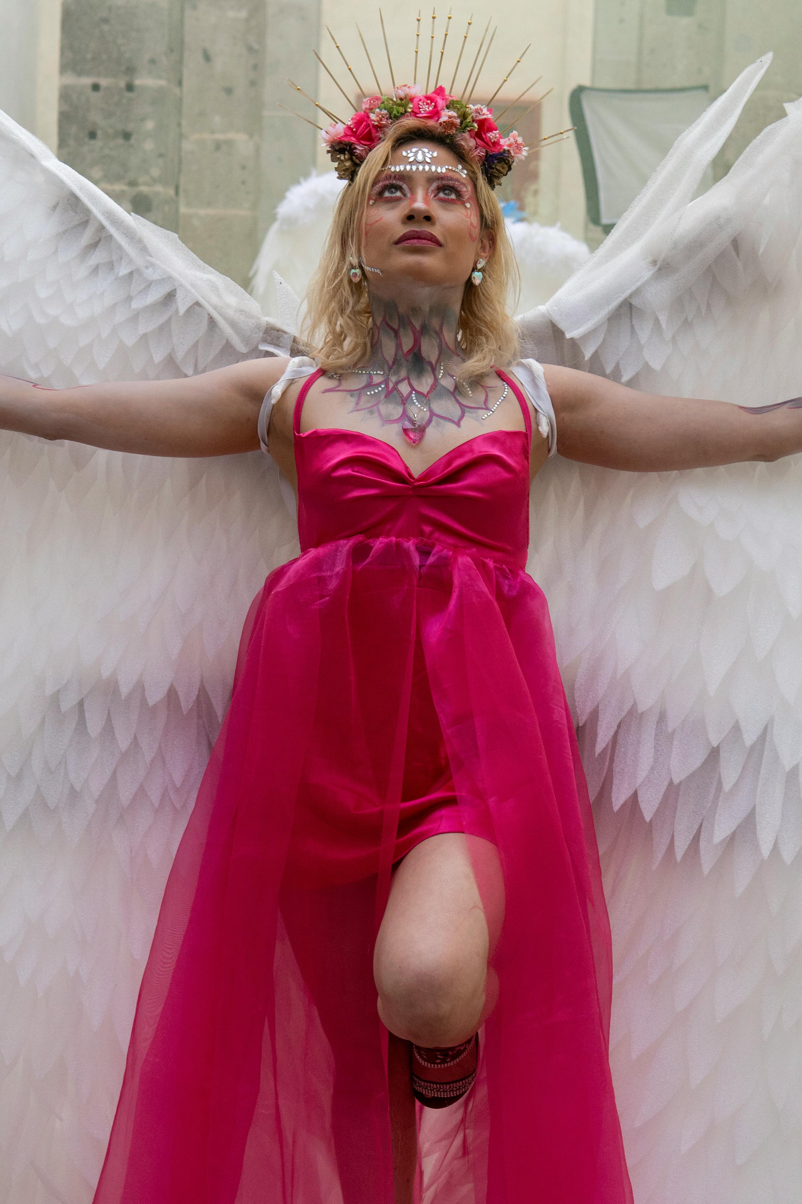 Woman in White Dress with Angel Wings · Free Stock Photo