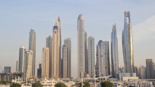 Free View of Modern Dubai Skyline  Stock Photo