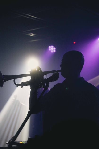 Silhouette of a trumpet player — photo by Giona Mason on Pexels