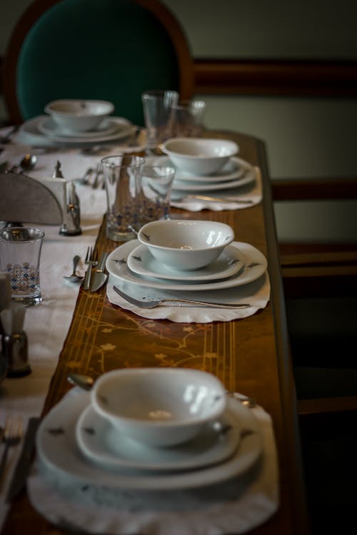 Free Close-up of a Set Table for Dinner  Stock Photo