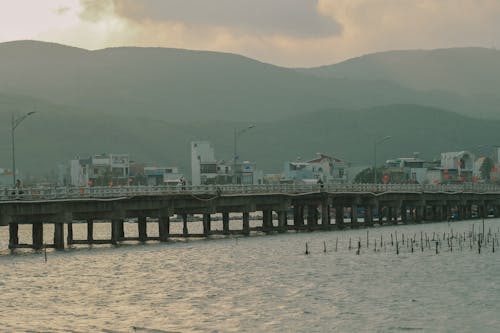 Wooden Pier in Port in Vietnam 