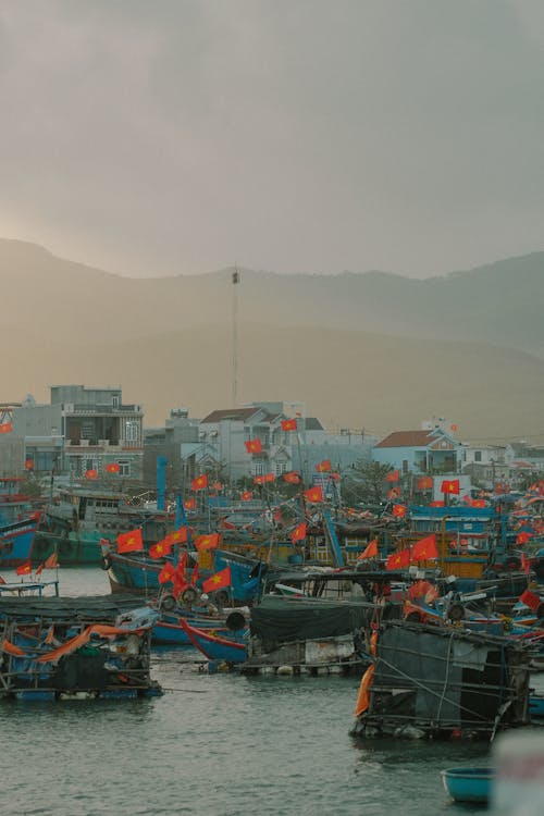 Fotos de stock gratuitas de agua, astas de bandera, banderas