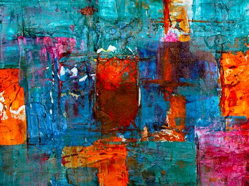 青とオレンジの抽象絵画 · 無料の写真素材