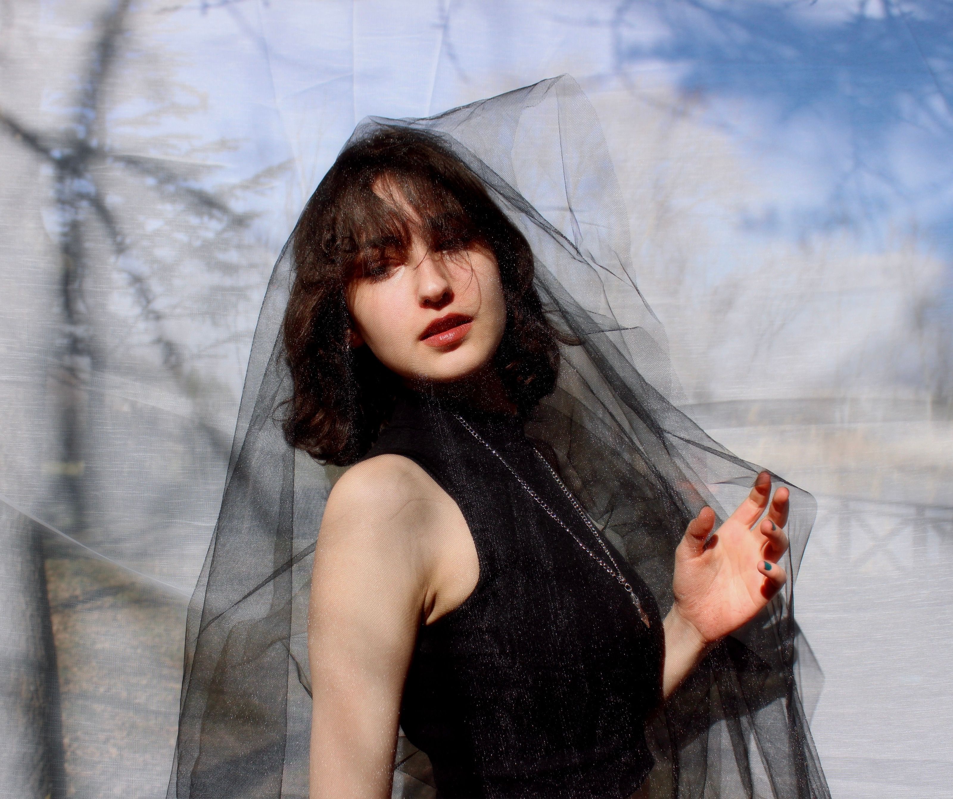 Young Woman in a Black Veil on her Head · Free Stock Photo