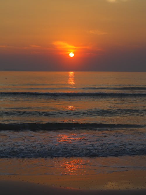 Waves by the Beach During Sunset 