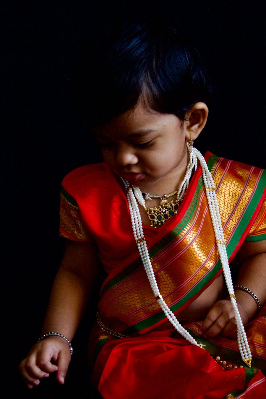 Beautiful young girl in traditional Indian festive kidswear