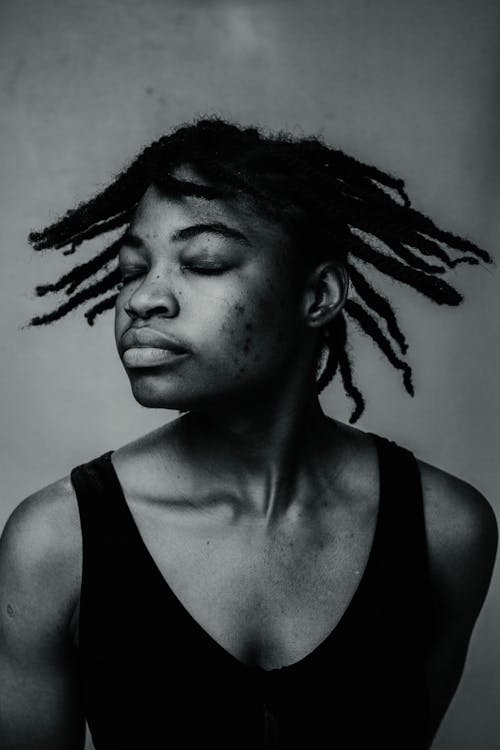 Portrait of Man with Dreadlocks in Black and White 