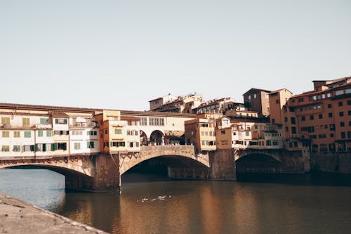 View of Ponte Vecchio over River Arno in Florence, Italy 