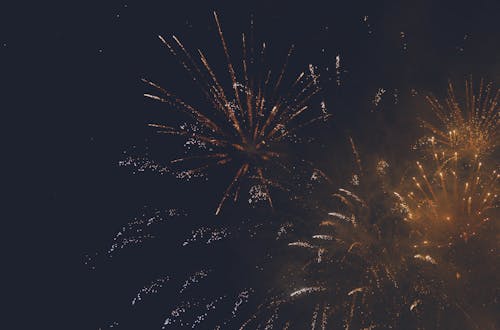 Fireworks in the sky with a black background