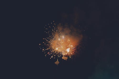 Fireworks in the dark sky with a black background