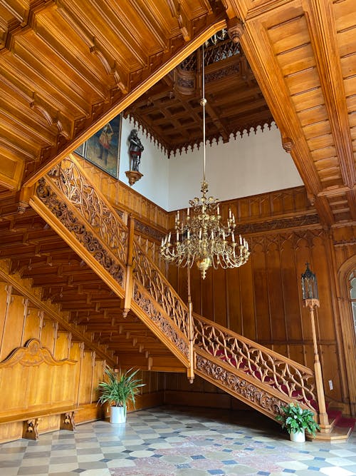 The staircase in the main hall of the castle