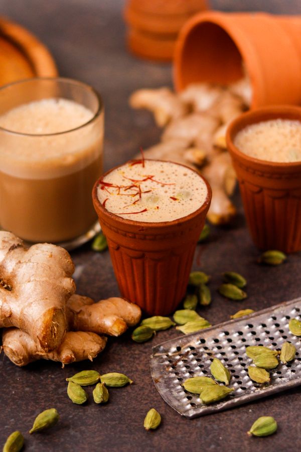 Masala chai in clay cups