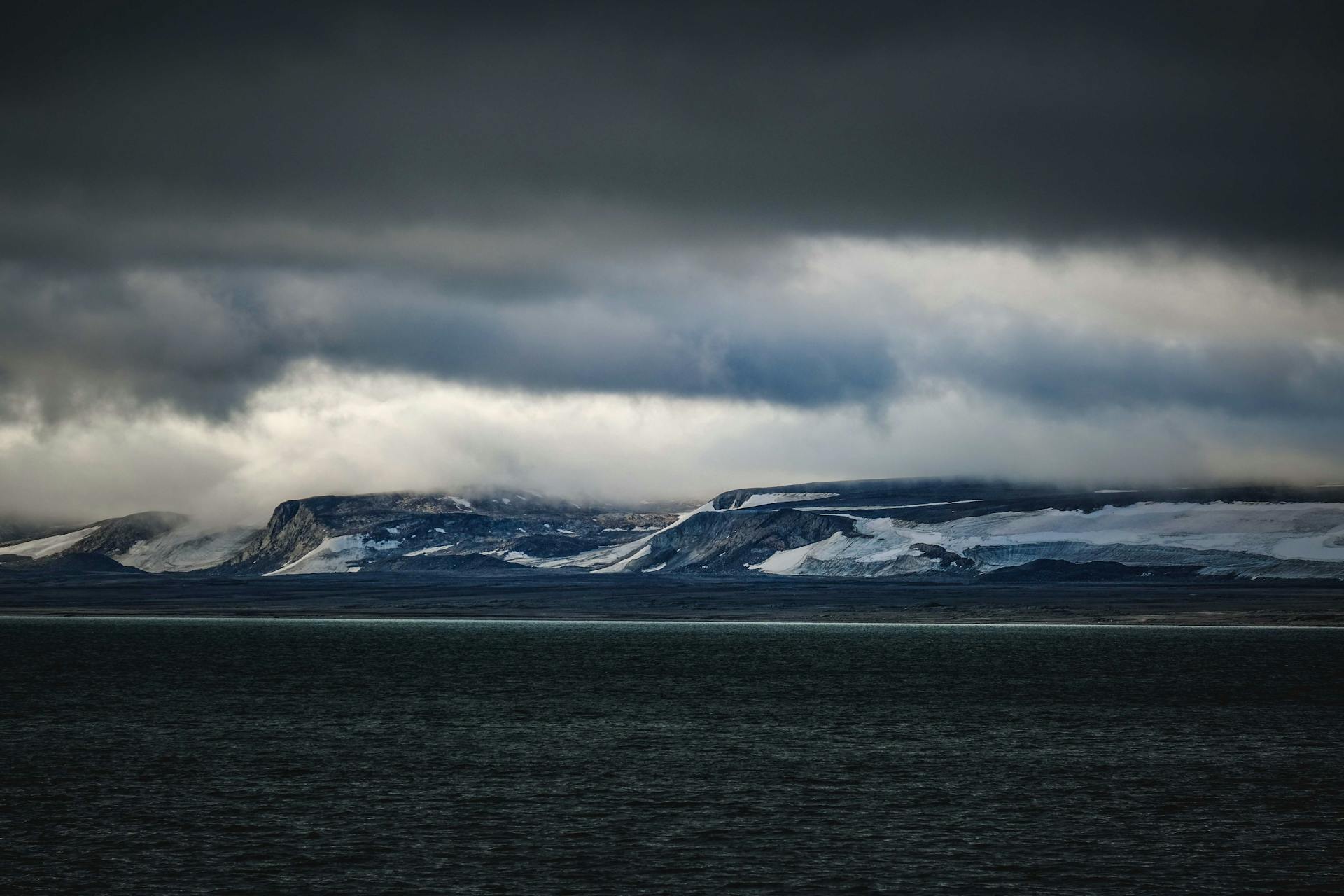 Rain Cloud over Sea Coast in Winter