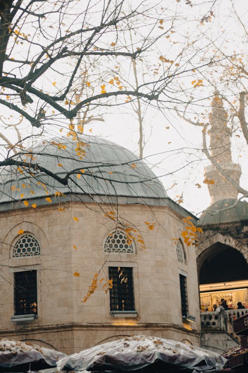 Mosque and Minaret behind in City in Turkey