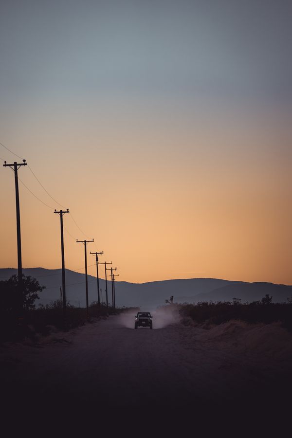 Salt Road key art — desert highway at dusk by Kyle Miller on Pexels
