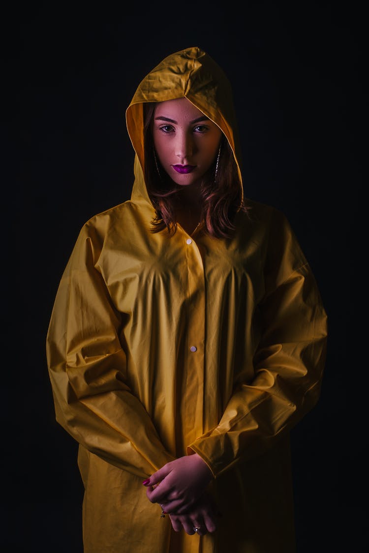 Woman Wearing Yellow Raincoat