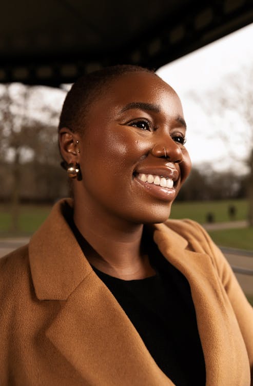 Smiling Woman in Coat