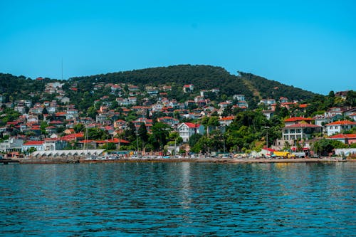 A view of a small town on the water