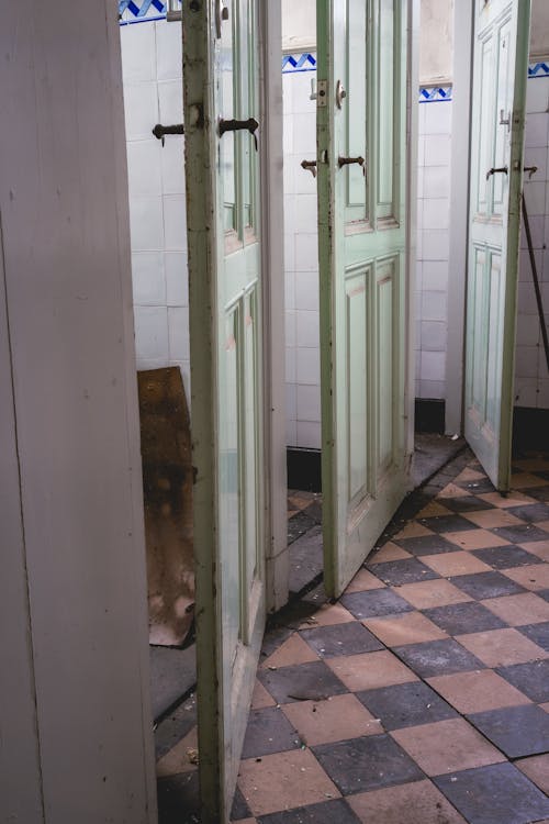 Opened Green Doors in Abandoned Building