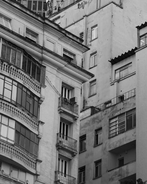 Corner of Residential Building in Black and White
