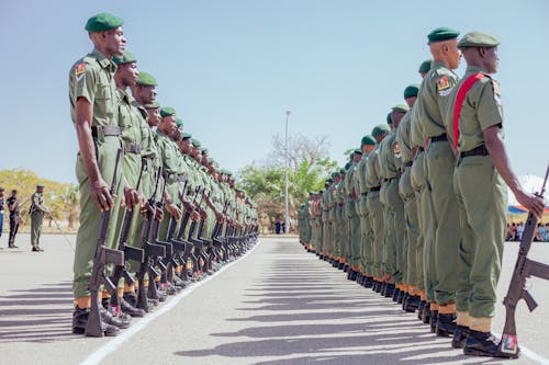 Kostnadsfri bild av armén, gröna uniformer, håller