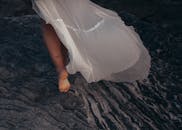 Woman Wearing White Dress Walking on Sand