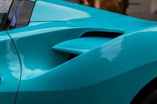 Close up of Blue Ferrari 488
