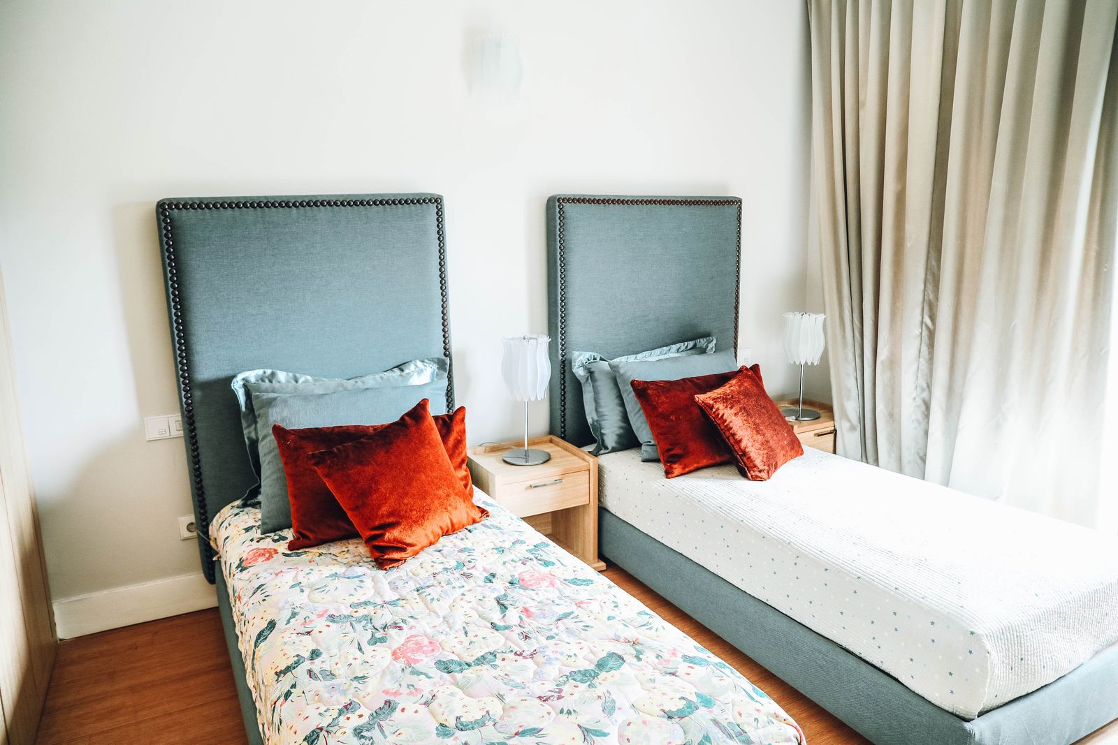 Family suite with a king bed and a long sofa