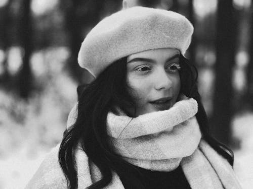 Hoarfrost on Woman Eyelashes in Winter