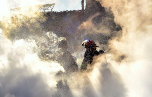 Free stock photo of fire fighter, firefighter, fog
