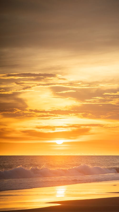 View of Bright Sunset over a Sea 