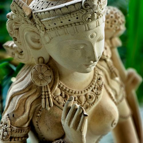 Free Detailed close-up of an intricately carved Hindu goddess statue, symbolizing spirituality and artistry. Stock Photo