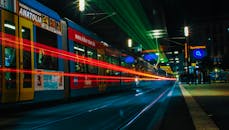 Time-Lapse Photography of Tram During Nighttime