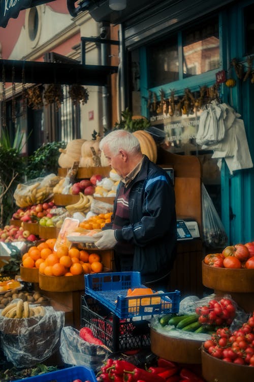 Elderly Man at Greengrocers in Turkey
