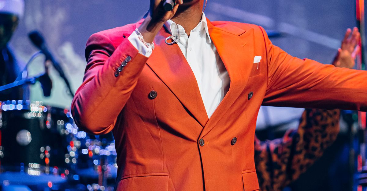 Singer in Red Suit in Concert · Free Stock Photo