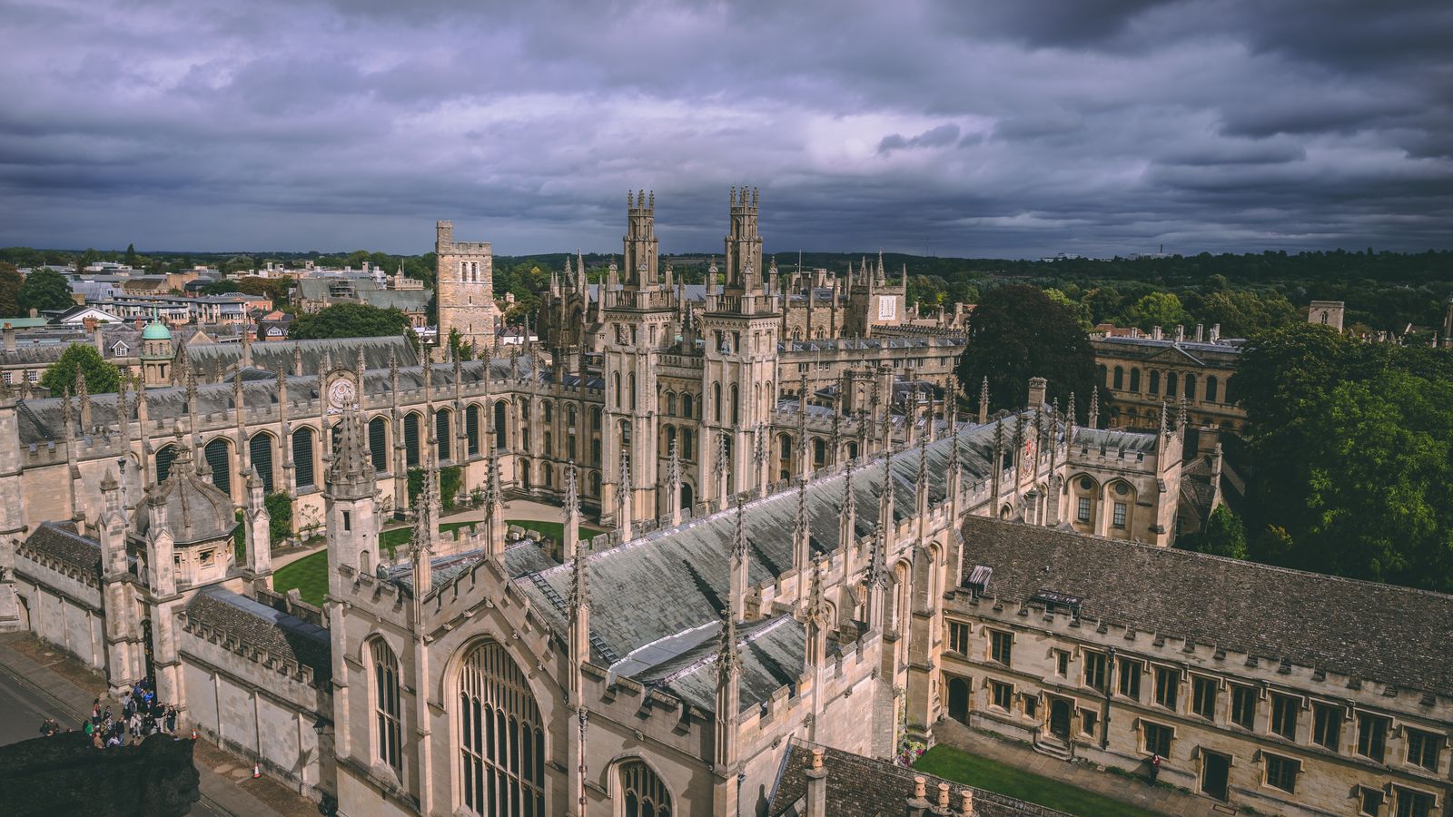 Oxford University city aerial dreaming spires
