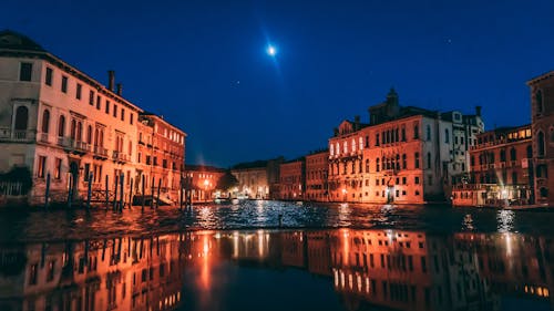 Venetië, Grand Canal View Tijdens De Nacht